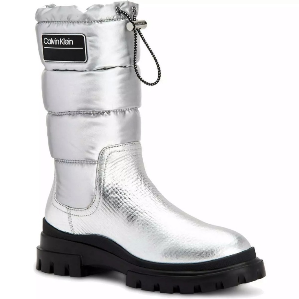 Calvin Klein laeton mid calf boots silver 5.5